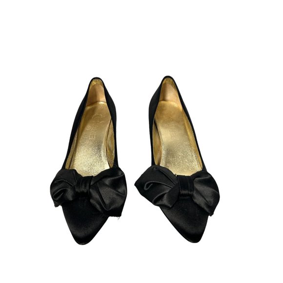 CHANEL - Black Satin Bow Pumps - Picture 3 of 7